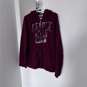 American Eagle Outfitters Burgundy Graphic Hoodie